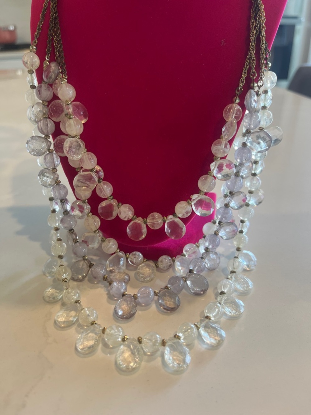 Anthropology Multi-Strand Clear Bead Necklace